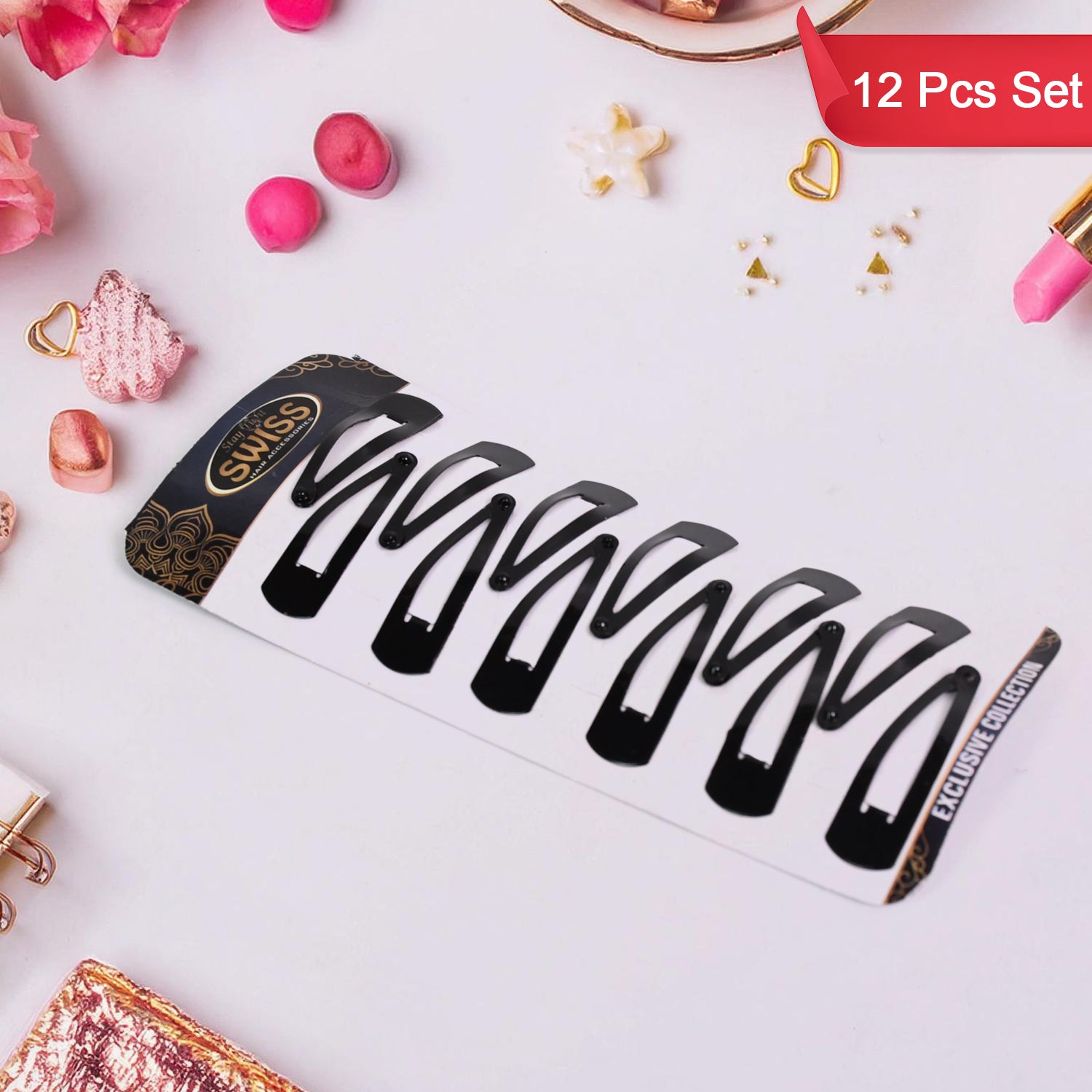 Metal Tik Tak Hair Clips (12 Pcs Set), Hair accessories