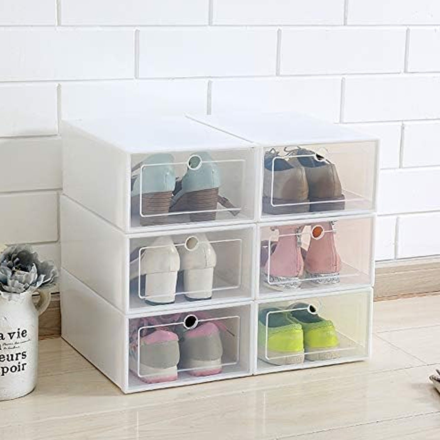 3 Layer Transparent Shoes Storage Box Plastic Stackable Shoe (1 Set / 3 Layer)