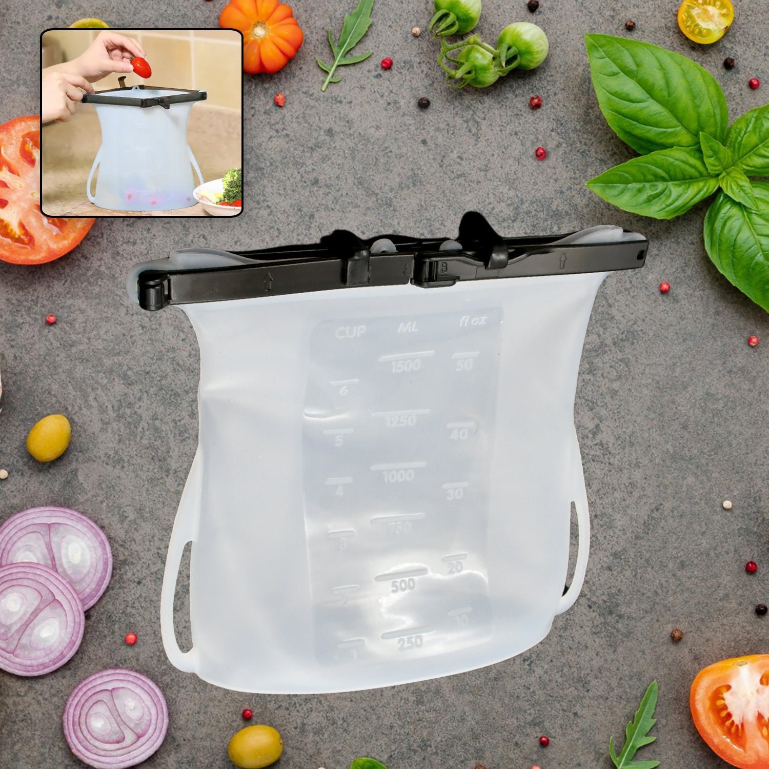 Reusable Silicone Food Storage Bag Leakproof Flat Bottom Freezer 1 Pc