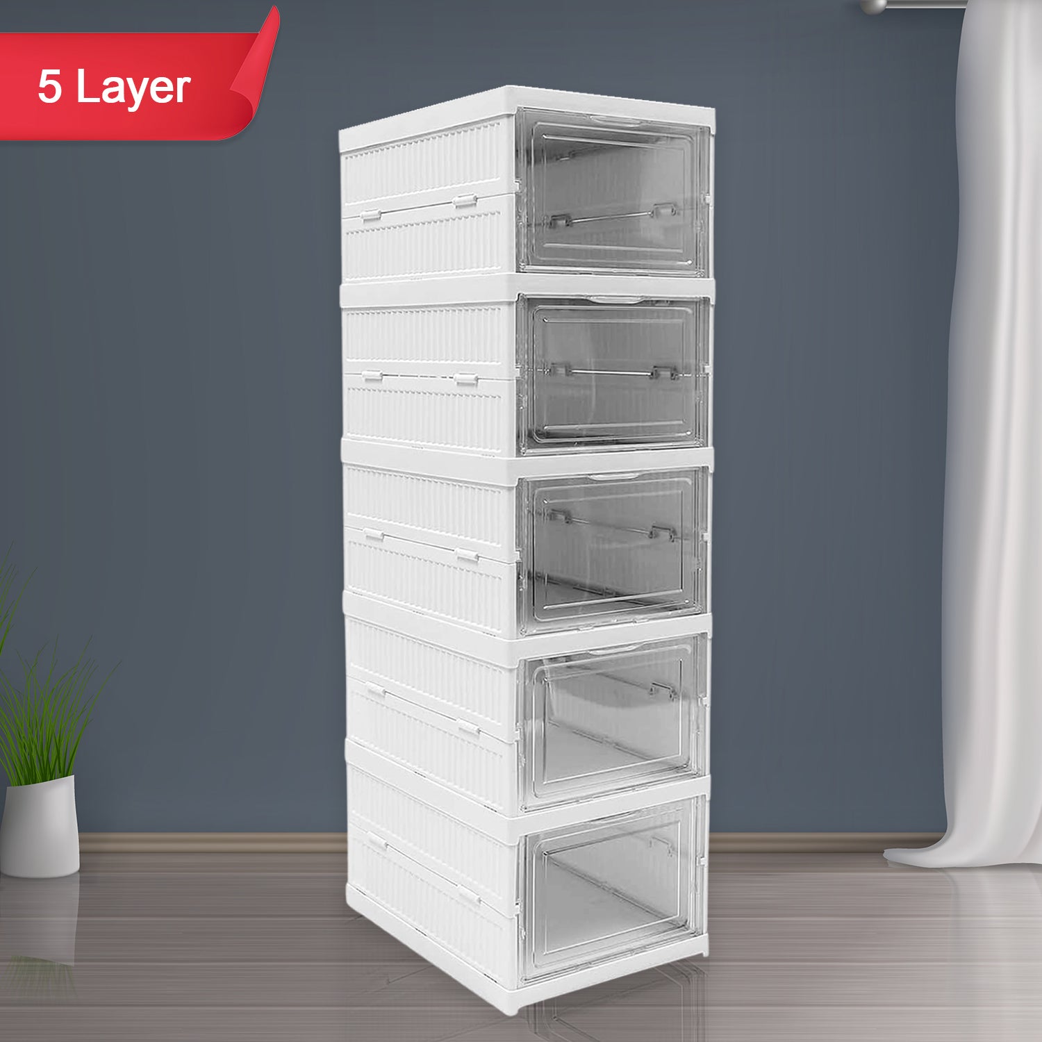 5-Layer Stackable Utility Cart â Foldable Storage Organizer for Clothes & Home (1 Pc)