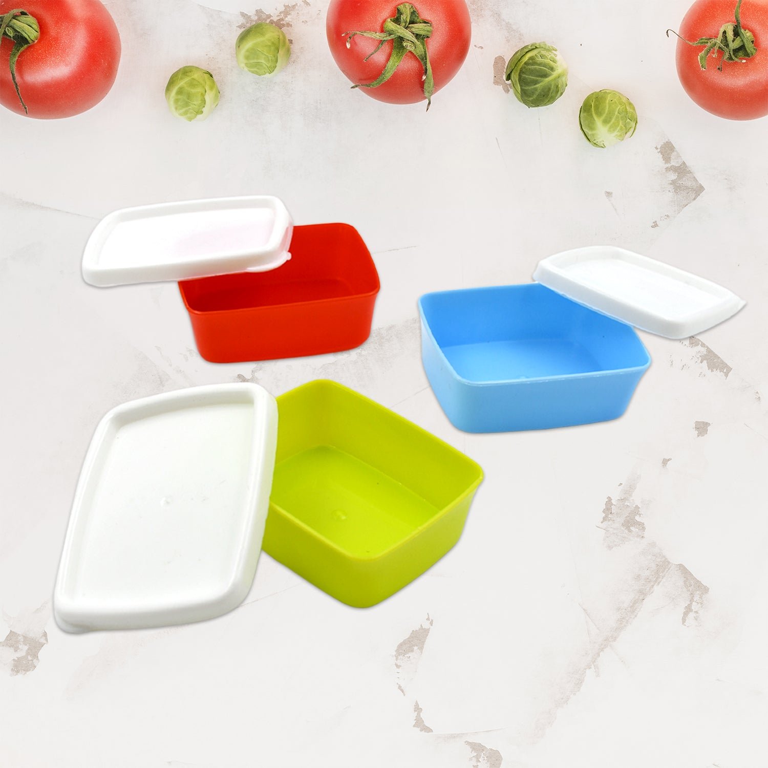 3-Piece Multicolor Airtight Container Set โ Rectangular Food & Fridge Storage
