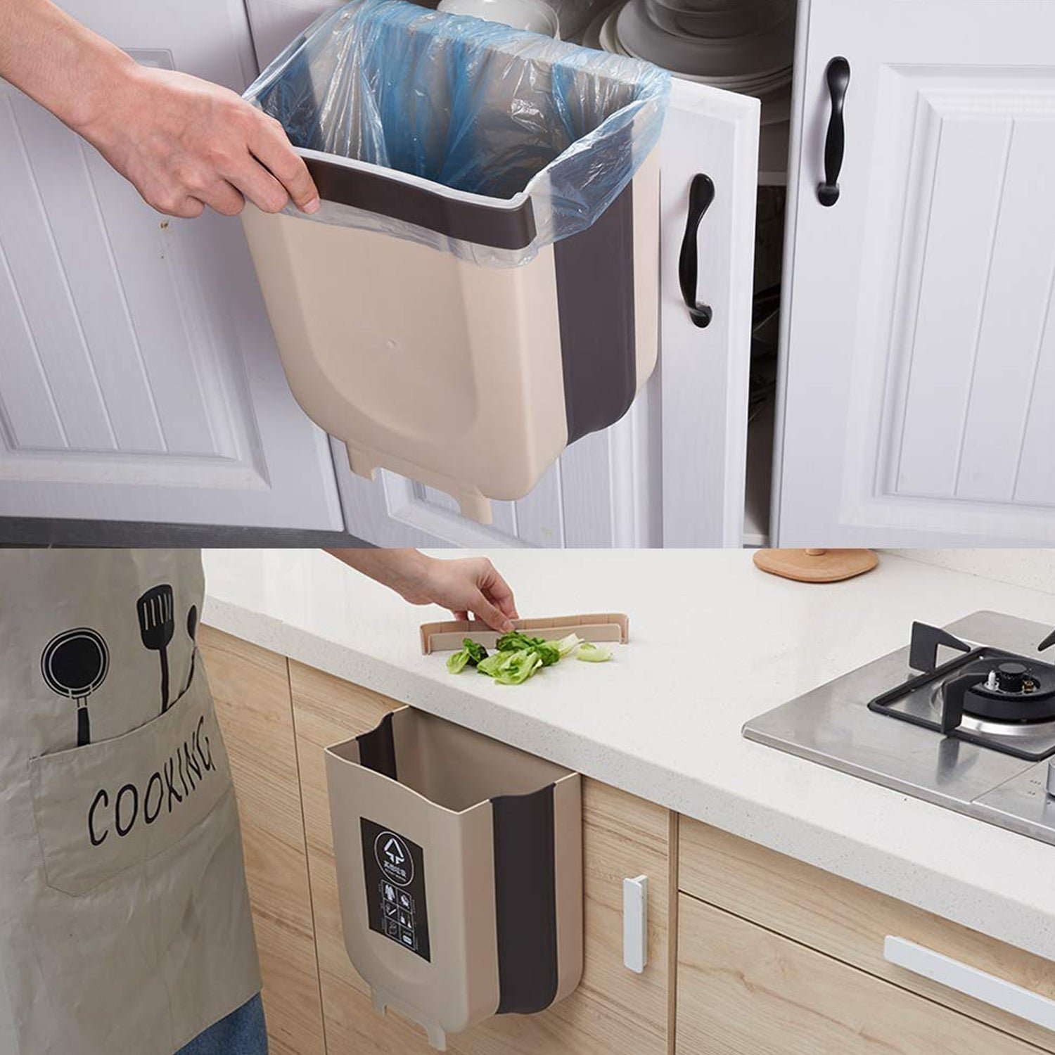 Hanging Trash Can for Kitchen Cabinet Door, Hanging Trash Holder for Bathroom Office