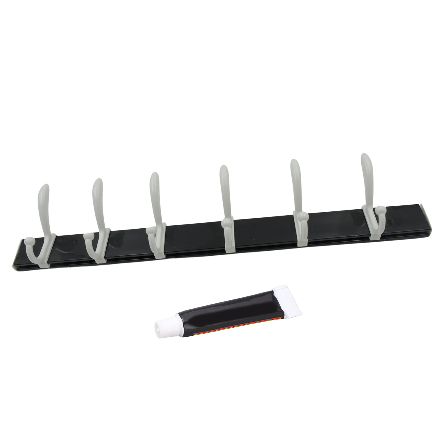 Wall Door Hook Rail | 6 Hook Hanger for Clothes & Hats | With Eco-Friendly Adhesive