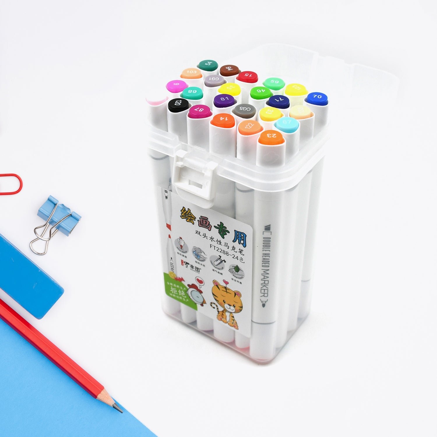 24-Color Double-Ended Art Markers Set for Kids & Adults (24 Pc)