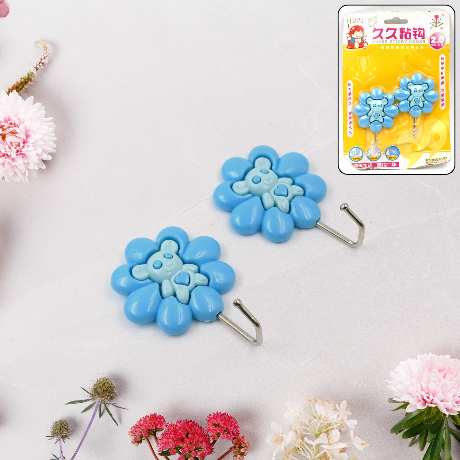 Multipurpose Self-Adhesive hooks (2 Pc Set / Mix Design)