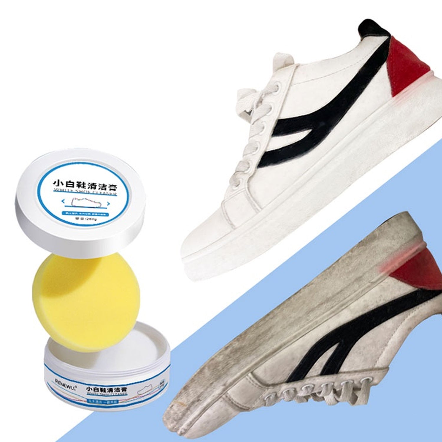 Shoe Cleaning Cream – Stain Remover for Sneakers, White Rubber Sole & Polish (260g)