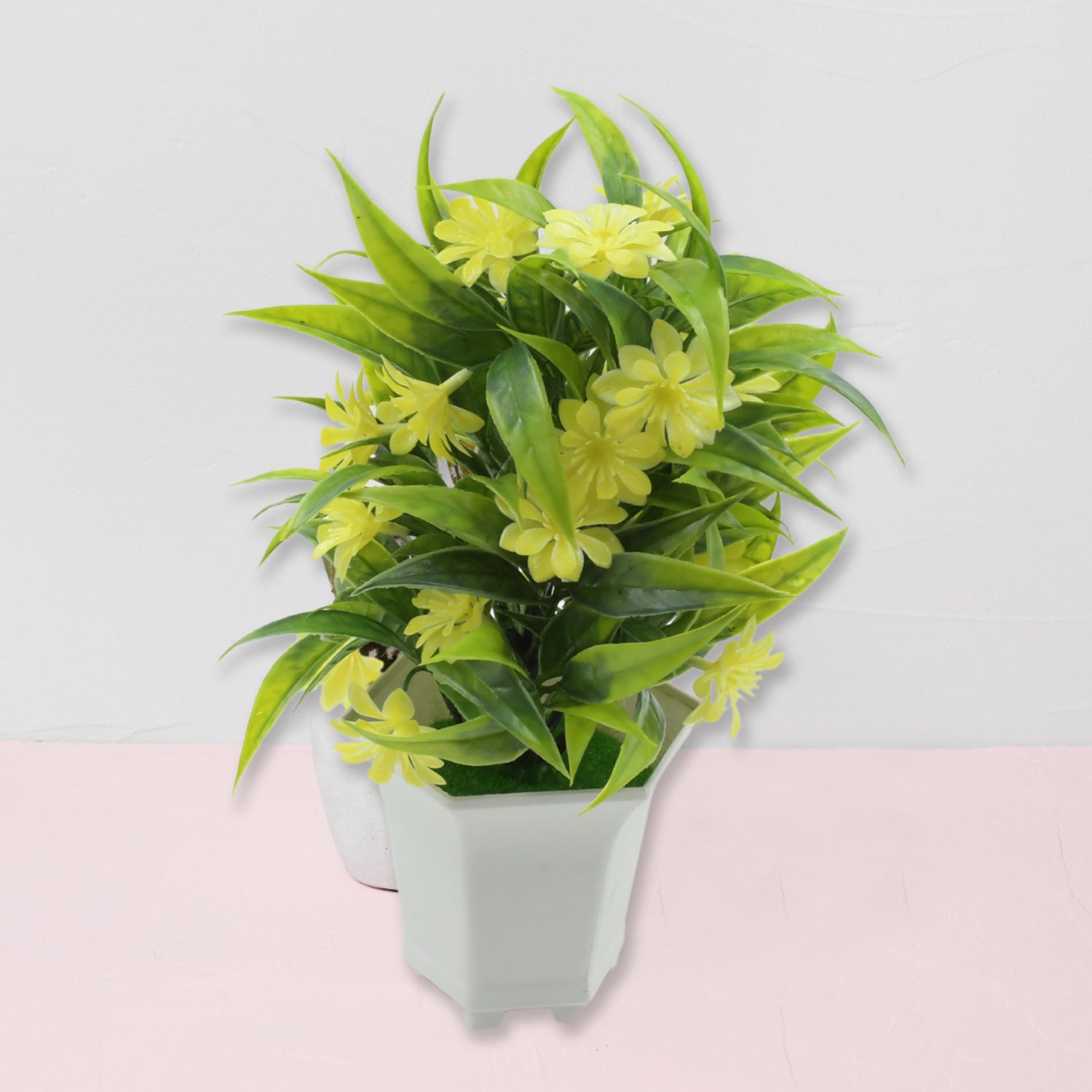 Artificial Flower Plant with Cute Pot â Home & Office Tabletop Decor, Indoor Balcony Plant (1 Pc)