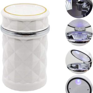 Car Cupholder LED Ashtray – Portable with Blue Light, Lid & Waste Bin, Cigarette Ashtray