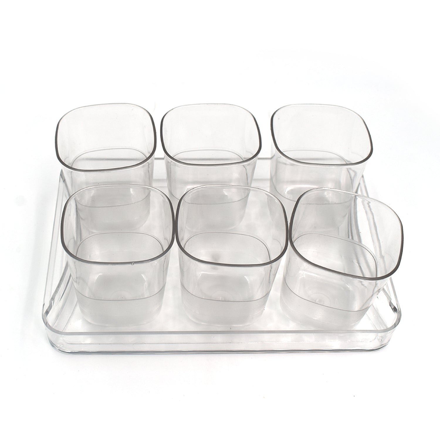 6pc Glasses With tray Plastic Glass Set