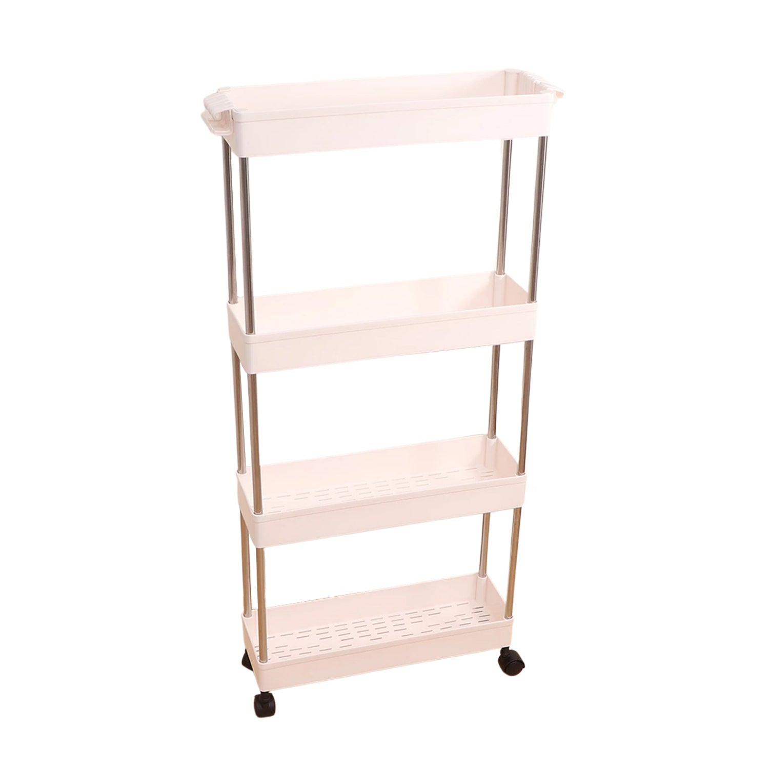 Plastic 4 layer folding trolly Storage Organizer for Kitchen Storage Rack Shelf Trolley Rack with Caster Wheels (4 LAYER)