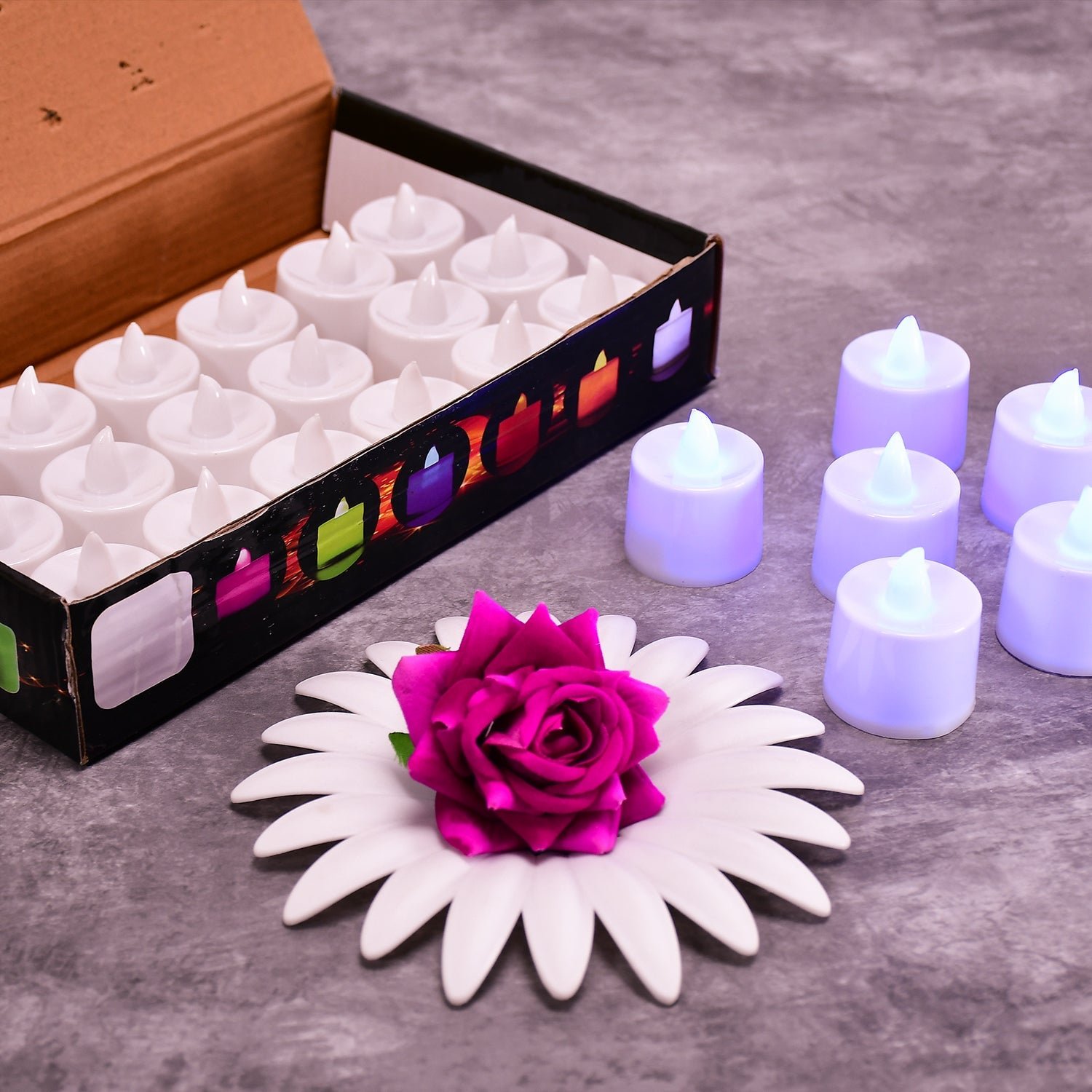 Pink Flameless LED Tealights Smokeless Decorative Candles LED Tea Light Pack of 24