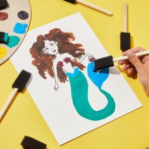 Multipurpose Sponge Brushes for Painting with Wooden Handles (6 Pcs Set)