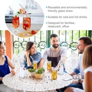 4 Pcs Reusable Glass Straws with 1 Cleaning Brushes