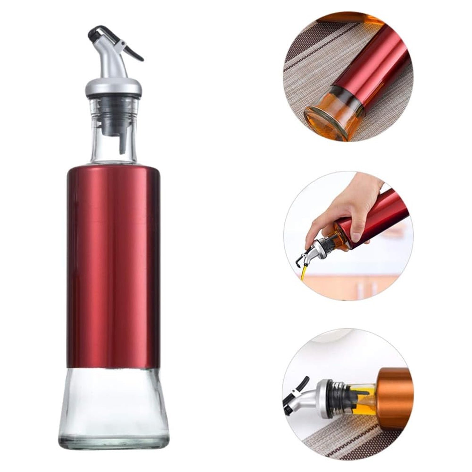 Glass Oil Dispenser with Plastic Covering, Oil and Vinegar Bottle (300 ml) - Image 7