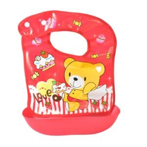 Multifunctional Waterproof BPA Free Reusable Soft Fabric Plastic Baby Bib (1 Pc)