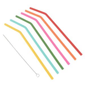 Reusable Silicone Straws Flexible Drinking Straws with Cleaning Brush (7 pc)