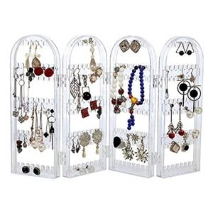 4 Folding Storage Hanger Acrylic Earring Screen Holder Display Stand Clear (1 Set)