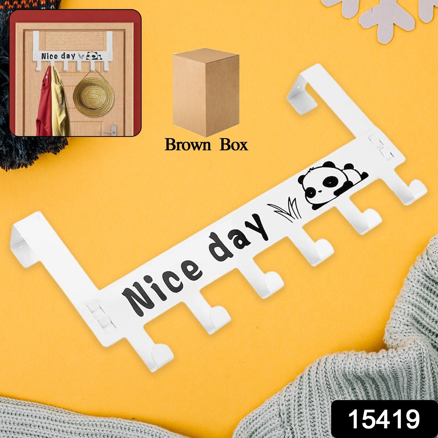 Heavy-Duty Carbon Steel Door Hook Hanger Rack (1 pc / 6 Hook / White) - Image 2