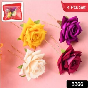 Colourful Flowing Flower Hair Pin (4 Pcs Set / Mix Color), Hair accessories