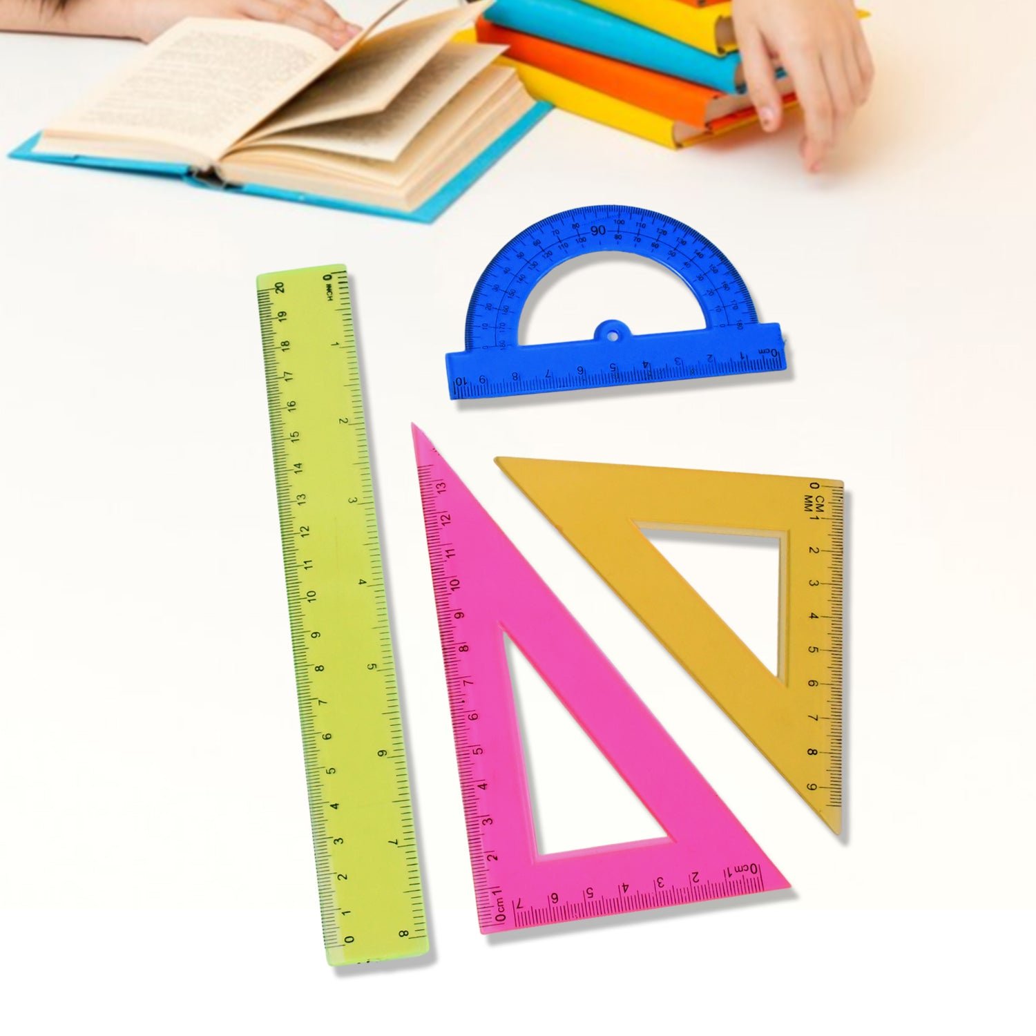 4-Piece Geometry Set, Triangle Ruler Protractor Straight Ruler - Image 3