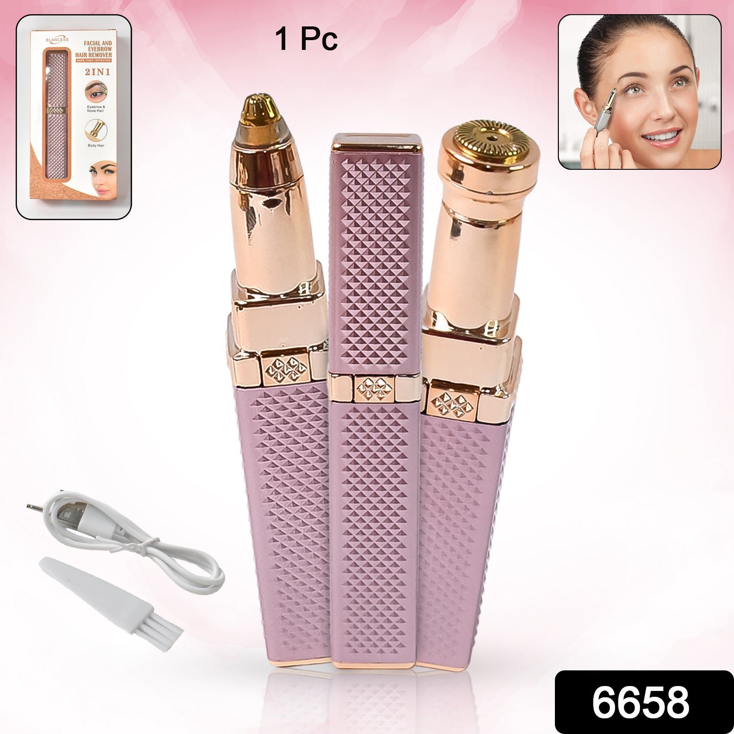 2-in-1 Eyebrow Razor & Painless Hair Shaver (1 Pc), Hair accessories - Image 2