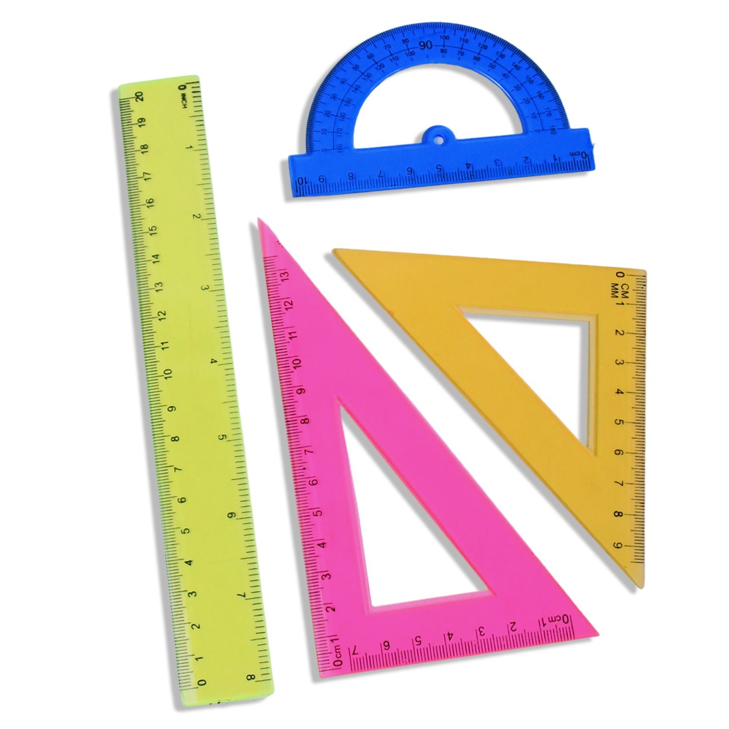 4-Piece Geometry Set, Triangle Ruler Protractor Straight Ruler - Image 5