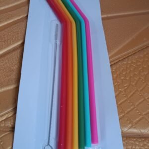 Reusable Silicone Straws Flexible Drinking Straws with Cleaning Brush (7 pc)