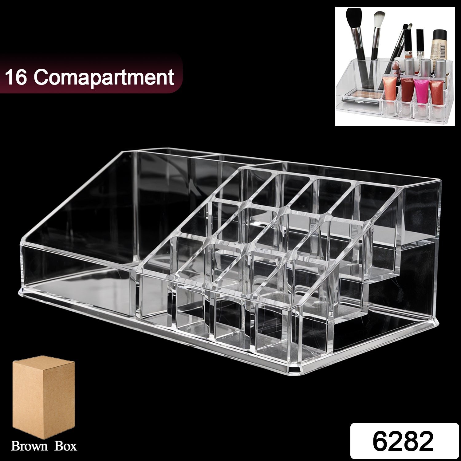 16 Compartment Cosmetic Makeup Jewellery Lipstick Storage Organiser Box - Image 2