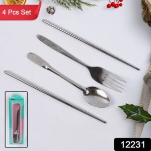 Portable Utensils Travel Camping Cutlery Set 4 Pc With case