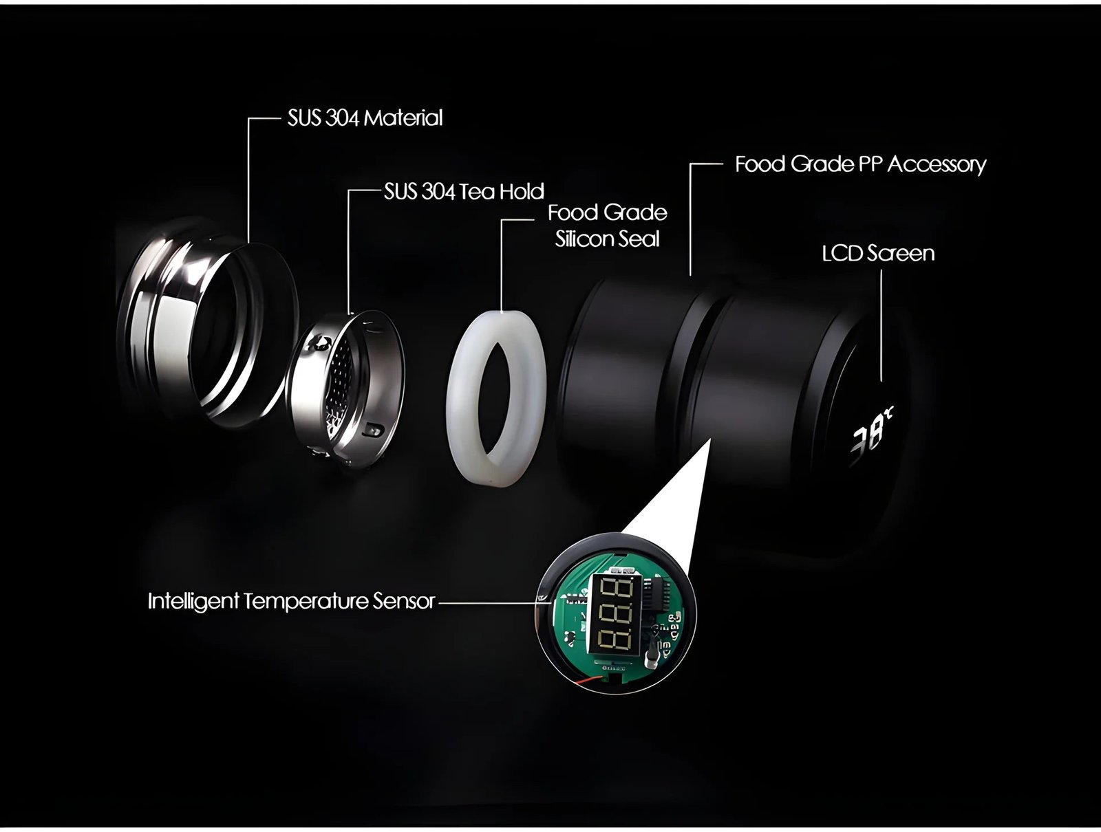 0726 Smart Vacuum Insulated Water Bottle with LED Temperature Display (1 Pc / Multicolor) - Image 5