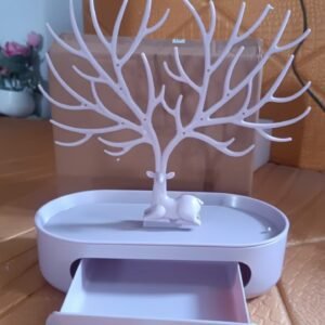 Plastic Jeweller Organizer Earring Holder and Necklace Rack With Drawer (1 Pc)