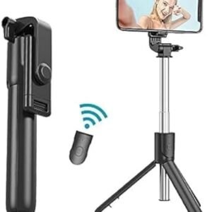 GEARMAG R1 Selfie Stick, Extendable Selfie Stick with Wireless Remote and Tripod Stand (Black, Remote Included)